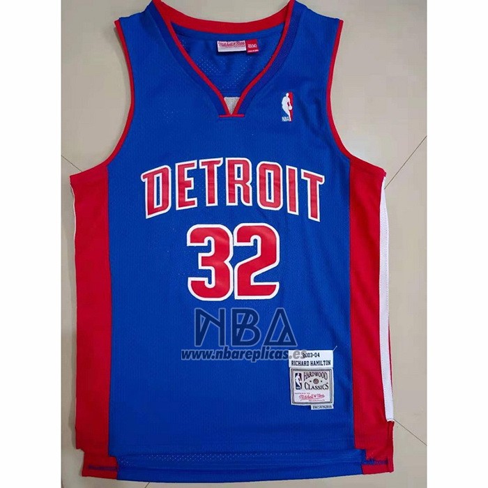 Camiseta Detroit Pistons Richard Hamilton NO 32 Mitchell & Ness 2003-04 Azul